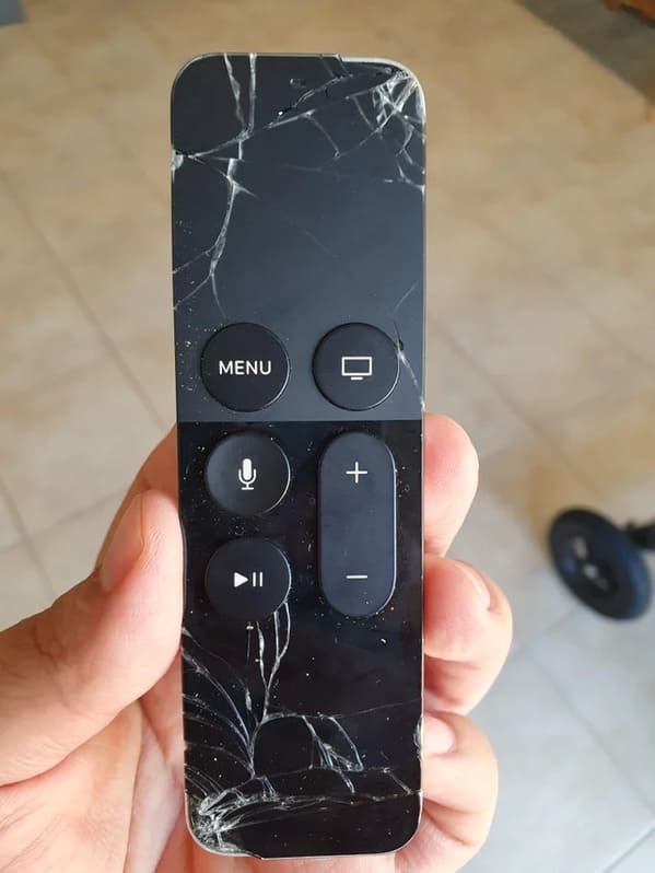 Shattered apple TV remote, Crappy design, funny photos of bad designs, comic sans galore, reddit photos, r crappydesign, fail, well that sucks