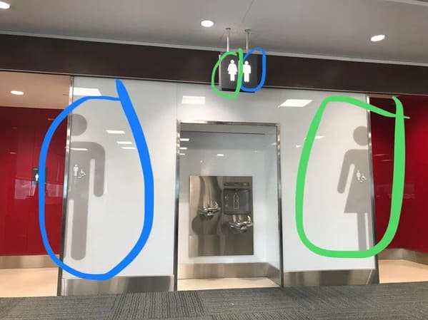 bathrooms in airport different signs, Crappy design, funny photos of bad designs, comic sans galore, reddit photos, r crappydesign, fail, well that sucks