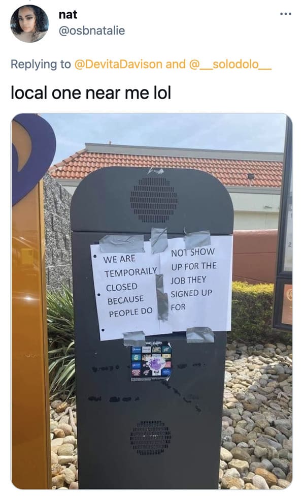 Employees make signs and memes about how nobody wants to work anymore, tweets about general strike, horrible bosses, bad boss passive aggressive signs, employers who suck, minimum wage, no one wants to work, we are closed signs, covid strike, funny memes