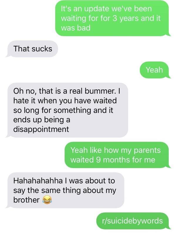 Funny self own texts, people roast themselves over text messages, mean texts, funny text exchange, reddit, suicidebywords