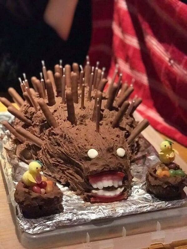 Hedgehog cake fails, nailed it, cakes with threatening auras, funny pictures of terrible bakers, funny meme, cakes, baking, lol