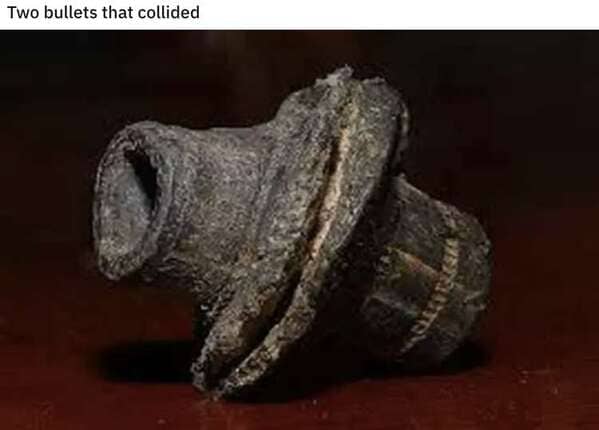 bullets collided and melded together, Never tell me the odds, r nevertellmetheodds, reddit, funny pics, impossible moments caught on camera, things that actually happened against all odds, weird, cool, perspective