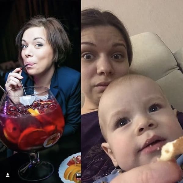 Parents share before and after photos, before and after having kids, parenting, funny, glow up, sad but true, instagram photos, gottoddlered