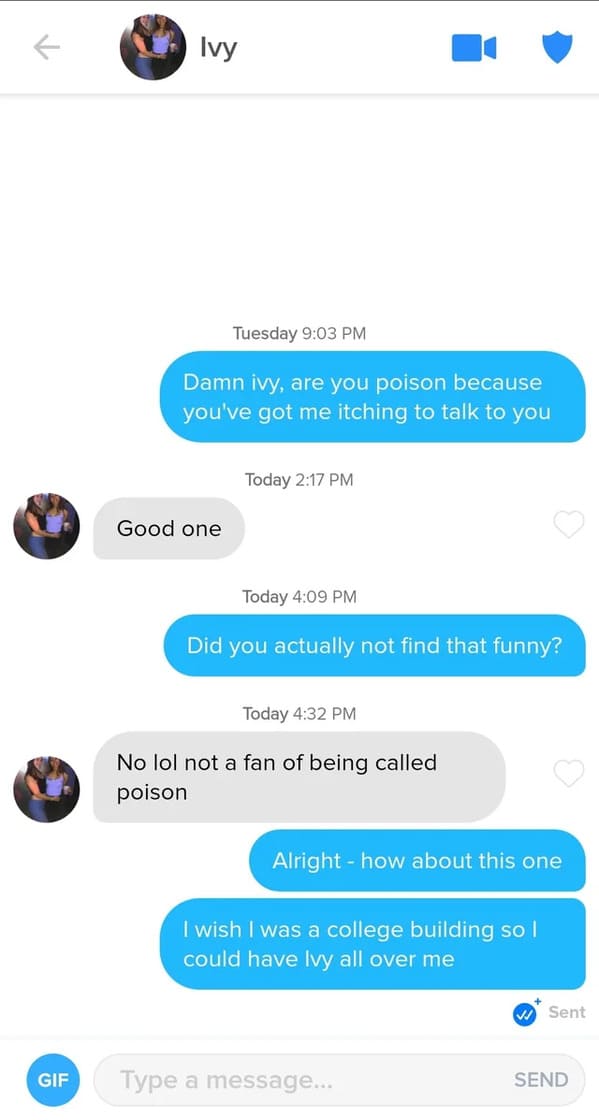 Puns on tinder that actually worked, funny dating app conversations, screenshots of tinder messages, funny weird tinder name puns, dad jokes