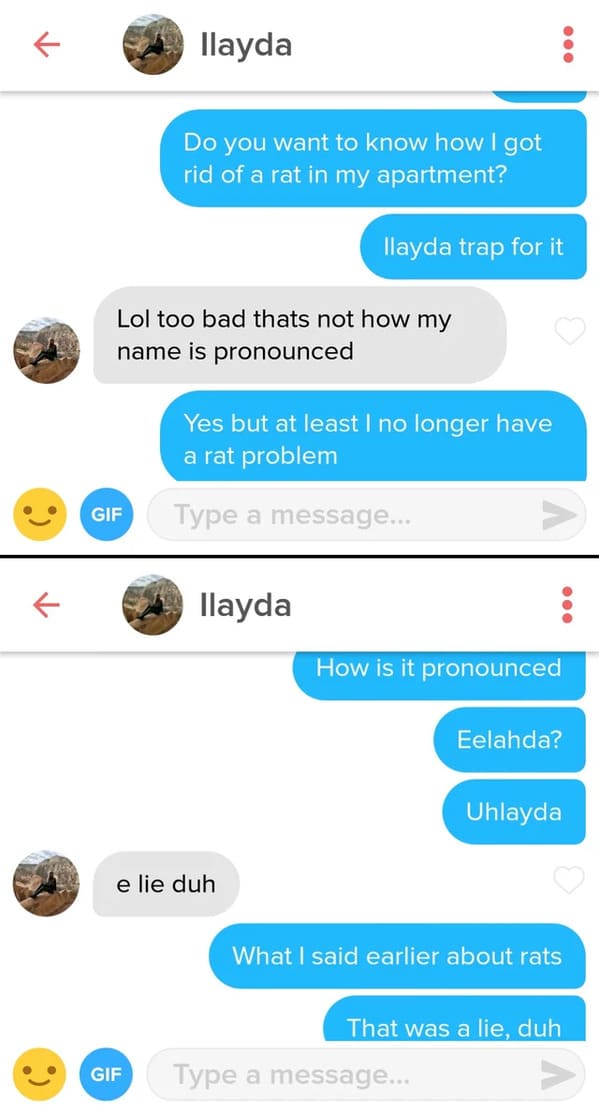 Puns on tinder that actually worked, funny dating app conversations, screenshots of tinder messages, funny weird tinder name puns, dad jokes