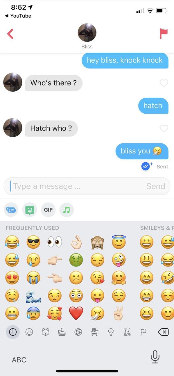 Puns on tinder that actually worked, funny dating app conversations, screenshots of tinder messages, funny weird tinder name puns, dad jokes