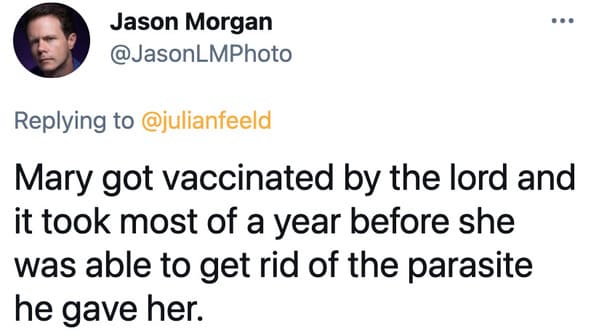 Vaccinated by the lord card, viral tweet about fake vaccine proof, vaccine from god, protected by Jesus, roasting christians, funny pics