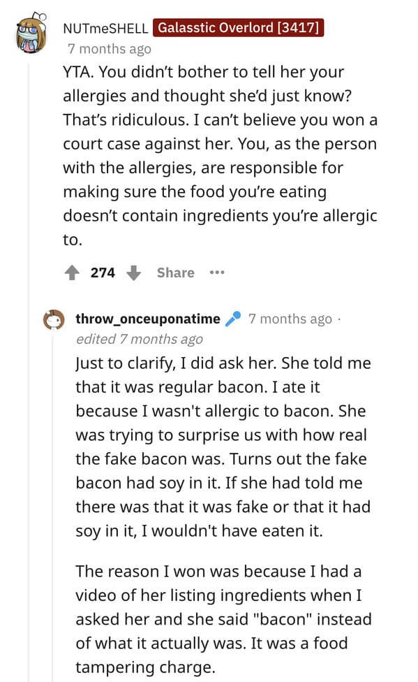 Vegan roommate sued story, cooked vegan food and poisoned roommate, allergies, AITA, Reddit, am I the asshole, felony charges for vegan food cooking