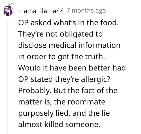 Vegan roommate sued story, cooked vegan food and poisoned roommate, allergies, AITA, Reddit, am I the asshole, felony charges for vegan food cooking