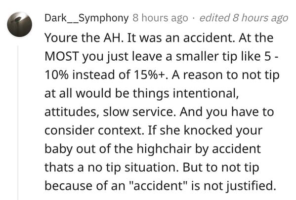 nta not the asshole, guy coffee spilled on crotch by waitress, reddit forum debate