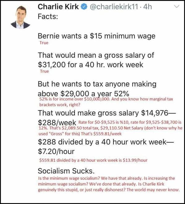 charlie kirk bad faith argument against minimum wage, Bad arguments about increasing the minimum wage, confidently incorrect, dumb statements about wage increases, capitalism, poverty, socialism, lol