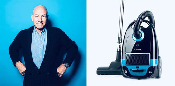 Funny twitter thread of Patrick Stewart as a vacuum cleaner, funny photos of sir Patrick Stewart, high fashion, viral tweets, Pandamoanimum