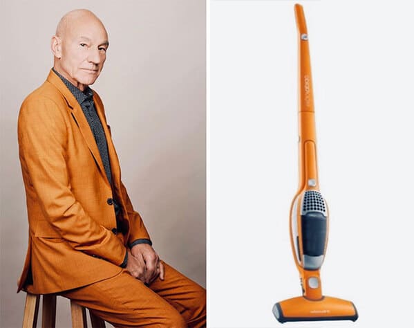 Funny twitter thread of Patrick Stewart as a vacuum cleaner, funny photos of sir Patrick Stewart, high fashion, viral tweets, Pandamoanimum