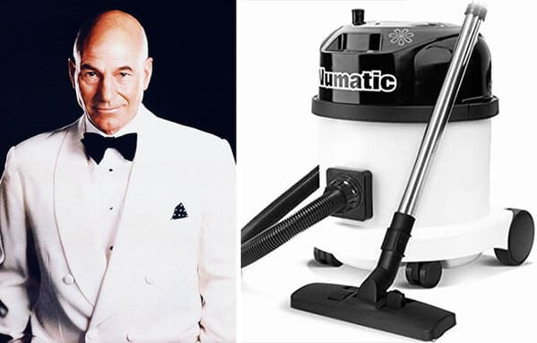 Funny twitter thread of Patrick Stewart as a vacuum cleaner, funny photos of sir Patrick Stewart, high fashion, viral tweets, Pandamoanimum