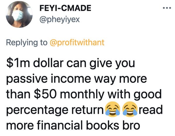 Funny math error goes viral, would you rather have one million or fifty dollars meme, terrible math, did the math, twitter, viral tweet about passive income