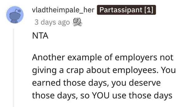 Woman asks if she’s the asshole to not give up vacation days, single woman versus pregnant woman vacation days AITA, American workers, sad, funny, Reddit question