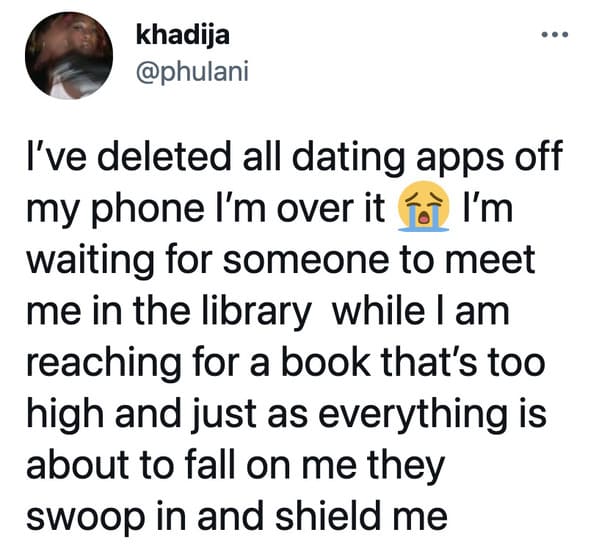 Funny dating app memes, jokes about Tinder, Lol, marriage, love, relationships, tweets, twitter observations about married life and dating, hinge, bumble, bad tinder profiles