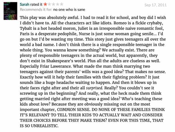 Funny one star goodreads reviews, readers hating well known books, reading novels, one star, good reads, online reviews, insane people Facebook, lol, humor, funny