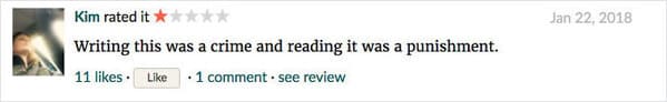 Funny one star goodreads reviews, readers hating well known books, reading novels, one star, good reads, online reviews, insane people Facebook, lol, humor, funny