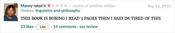 Funny one star goodreads reviews, readers hating well known books, reading novels, one star, good reads, online reviews, insane people Facebook, lol, humor, funny