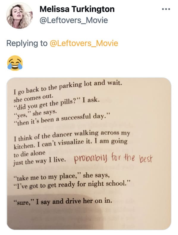 Charles Bukowski viral tweets about notes in the margin of book, bad poetry, Bukowski glitter pen woman feedback, funny viral tweets about male writers, lol, twitter reading books