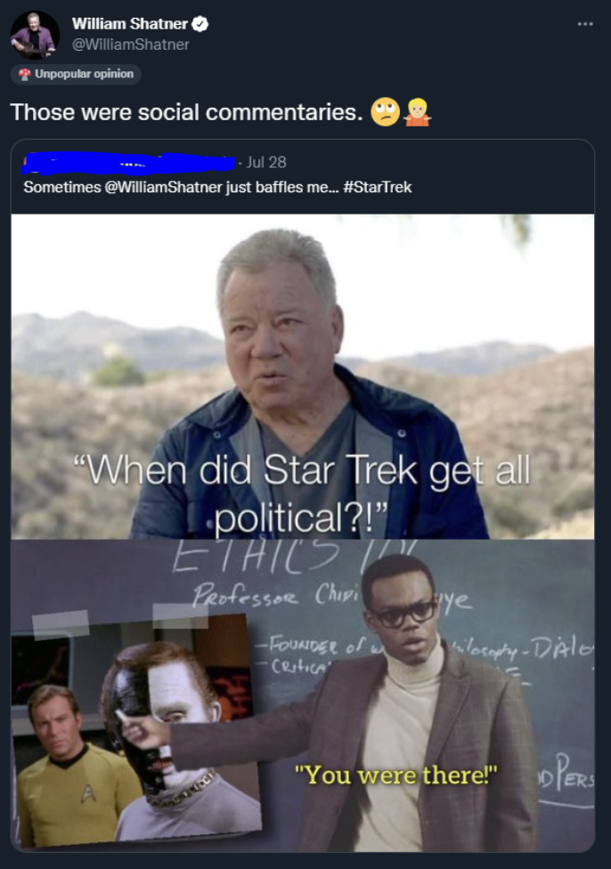 confidently incorrect - when did star trek get all political