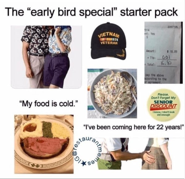 server meme - the early bird special starter pack