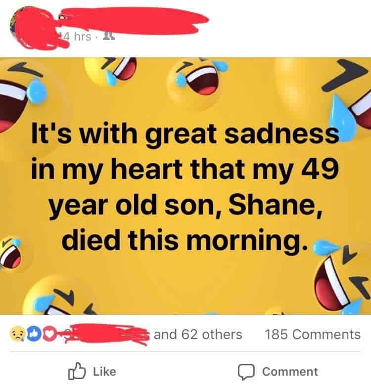 unhinged boomer post - boomer son died lol